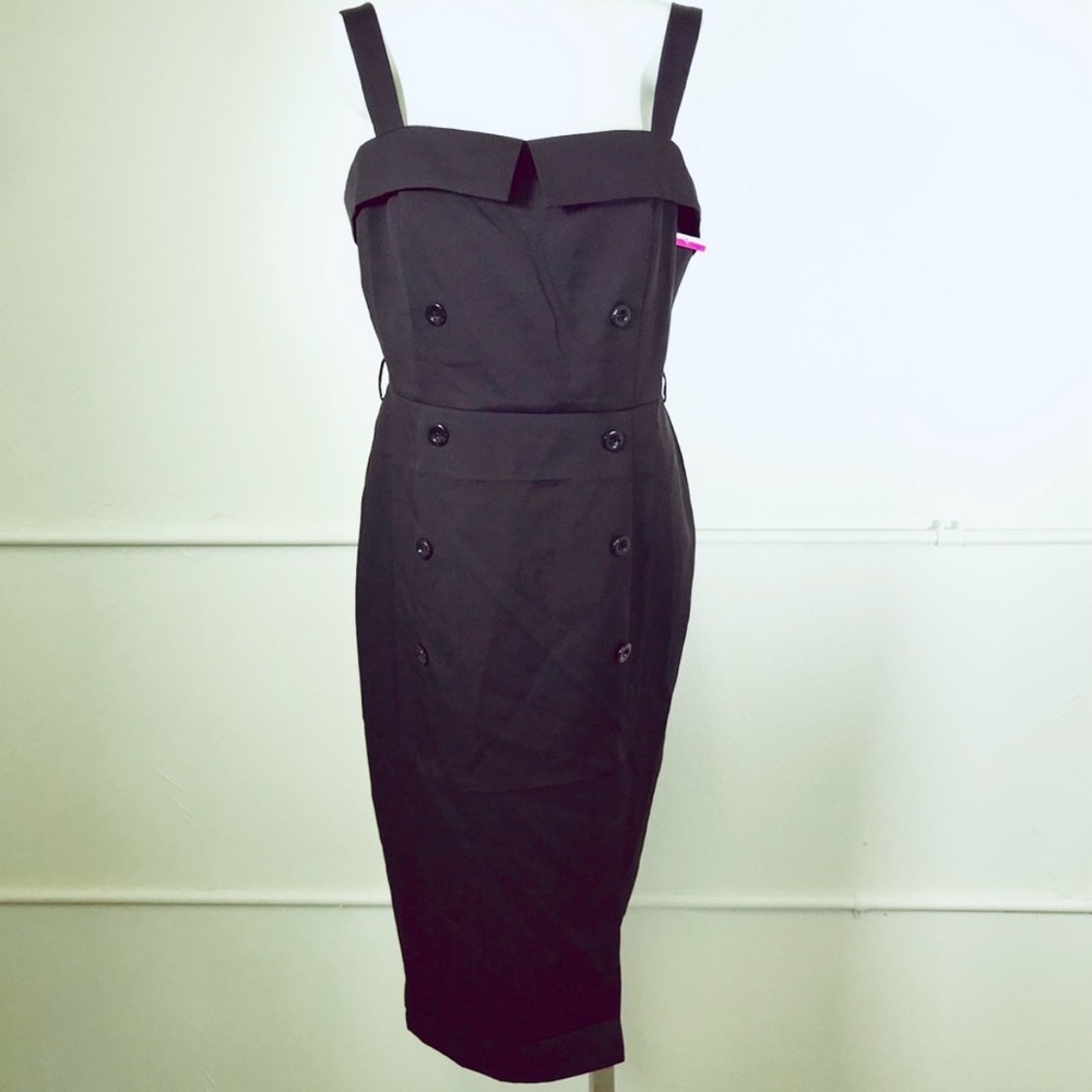 🎁🤩 NWT Pinup FAVLUX Black Side Slit Button Dress Sexy Retro Sailor Rockabilly